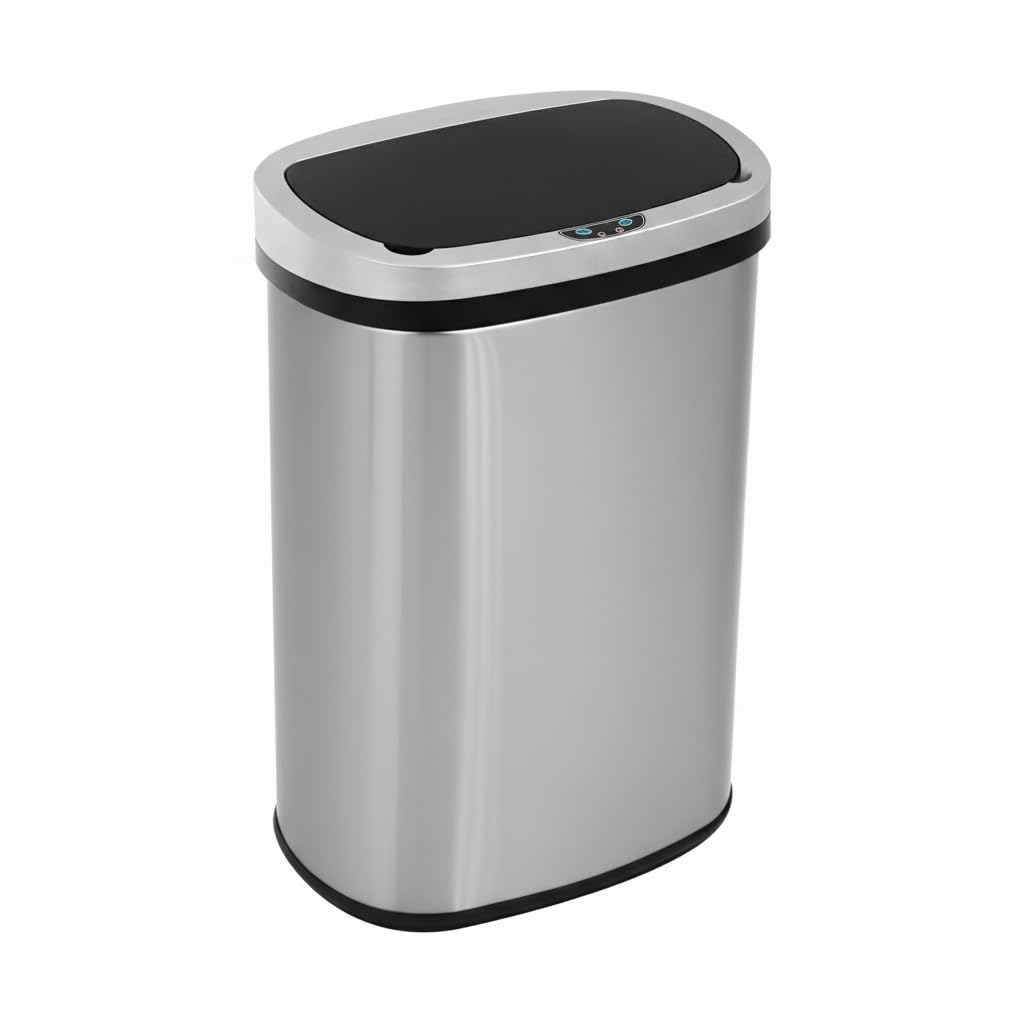 Bigacc 13 Gallon 50 Liter Kitchen Trash Can with Touch-Free & Motion Sensor, Automatic Stainless-Steel Garbage Can, Anti-Fingerprint Mute Designed Trash Bin Brushed Stainless Steel