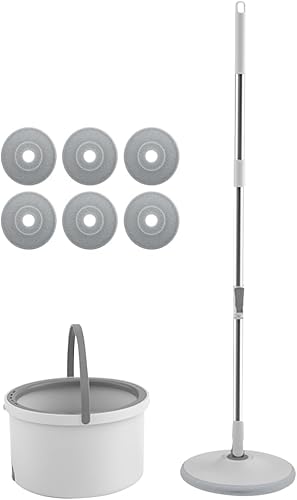 Trapeador giratorio, trapeador y cubo con juego de escurridor, trapeador giratorio de lavado automático, cubo de fregona giratorio separado para