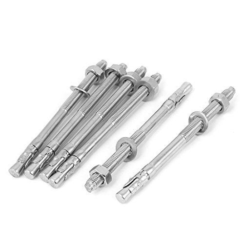 Aexit M8 Thread Anchors 304 Stainless Steel Car Repair Gecko Expansion Bolt Screw 120mm Expansion Anchors Long 6pcs