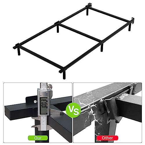 Image of Twin Bed Frame 7 Inch Twin Size Metal Bed Frame for Box Spring and Mattress, Tool-Free Heavy Duty Bedframe Easy Assembly Box Spring Base Black