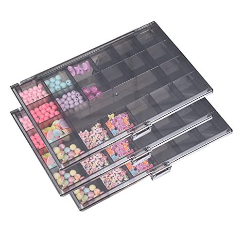 Image of Bead Organizer Conatiner (3 Pack) 21 Grids Diamond Painting Storage Containers, Portable Crafts Organizers and Storage, Black Compartment Container Storage for Jewelry, Fishing Tackles Glitter or Seed