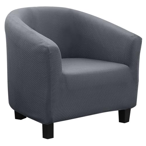 Image of SearchI Club Chair Slipcover Stretch Barrel Chair Covers Jacquard Tub Chair Slipcovers Spandex Armchair Sofa Cover Removable Couch Furniture Protector Cover for Living Room(Waterproof Fabric-Grey)