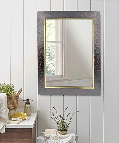 Image of Stuthi Arts Wall Mirror /Makeup Mirror /Bathroom Mirror /Dressing Mirror 4 Size (Rectangular & Framed) Color Code -05-S-A-Brown (25 X 34 Centimeter)