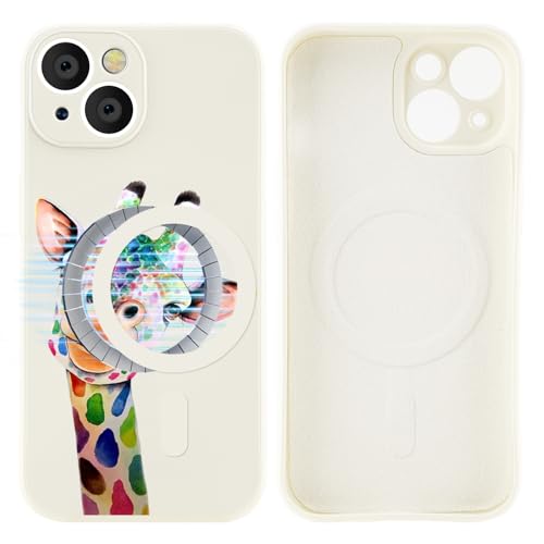 MAYCARI Magnetisch Giraffen Silikon Hülle für iPhone 13, Niedlich handyhülle mit Seidig-Weicher Berühren Kompatibel mit Magafe, Stoßfeste Hülle mit Mikrofaser-Futter für iPhone 13