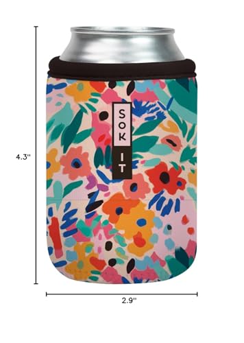 Sok It CanSok Sleeve for Beer & Soda Insulated Neoprene Cover (Abstract Floral, 12oz Can Sleeve)