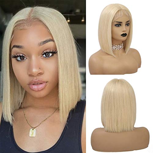 BHL 613 Blonde Short Bob Lace Front Wigs Human Hair Blonde Wigs for Black Women Human Hair 13x4x1 Pre Plucked T Part Blonde Bob Wigs with Baby Hair (14 Inch, 613# Blonde)