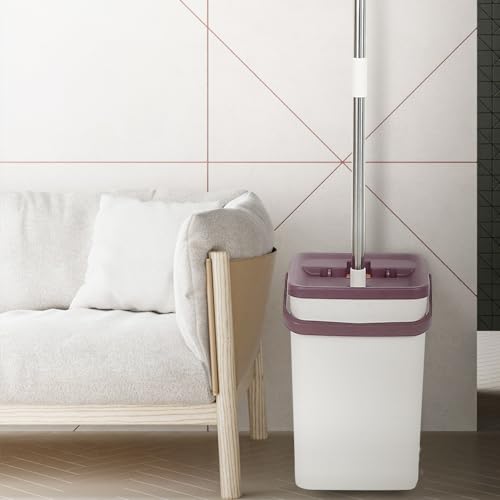 Bodenwischer Komplett Set & Flachmopp und Eimer Set, Bodenwischer mit Eimer, Wischmopp Set (A-Kaffeefarbe-S) – Bild 6