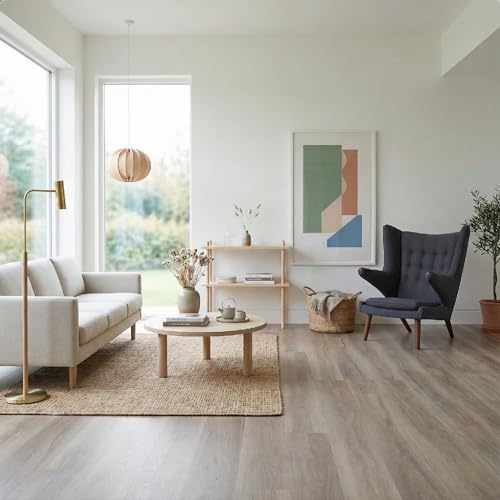 Image of Allure Wide Plank Luxury Vinyl Flooring, Almond Honey Aspen 9 inch x 60 inch x 8mm Thick Vinyl Planks with Click and Lock Installation, 1 Box 21.45 sqft