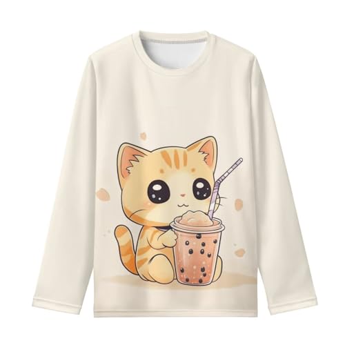 Image of Girls Long Sleeve Shirt with Cute Graphic Casual Pullover Tops 3-16Y