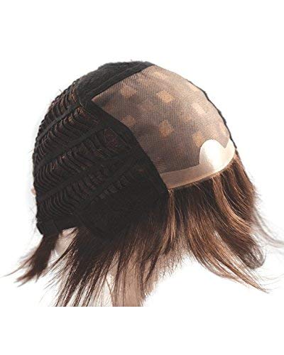 Jolie Wig Color Toasted Brown - Short Modern Bob Monofilament Top Synthetic Side Part Bundle w/Comb, MaxWigs Hairloss Booklet