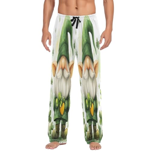 ALAZA Men's Happy St. Patrick's Day Cute Gnome Shamrock Sleep Pajama Pant