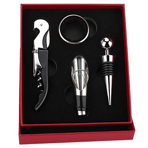 AIOIA Wijnopener 4-delige set van roestvrij staal wijnkurkentrekker accessoires wijnopener kit flesopener geschenkset… - Image 4