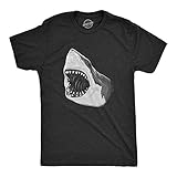 Mens Great White Shark T Shirt – Fierce Open Jaw Shark Attack Graphic – Bold Marine Predator Design on Soft Cotton Blend – Ocean Life and Beach Themed Casual Shirt for Men - Black 3XL