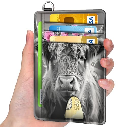 Slim Minimalist Front Pocket RFID Blocking Wallet for Men&Womem, Keep Your Credit Cards and Personal Information Safe, Highland Cow Portrait Security Pockets for Business Card Holder2