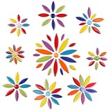WQ WARMQING Petal Mosaic Tiles for Crafts, Ceramic Tiles for Crafts, 225g Green Mosaic Tiles Supplies,Floral Mosaic Craft Kit for Garden Spring Decoration