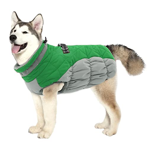 Lelepet Dog Coat Warm Dog Winter Coat Waterproof Dogs Jacket with Harness Built in Reflective Pet Fleece Vest Zip-Up Cold Weather Coats for Large Dogs Turtleneck Windproof Coats Pitbull Army