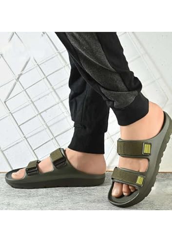 Image of Sliders for Men - Lightweight Mens EVA Slides | Cushioned, Waterproof, Adjustable Strap | All-Day Comfort with Double Strap Sandals