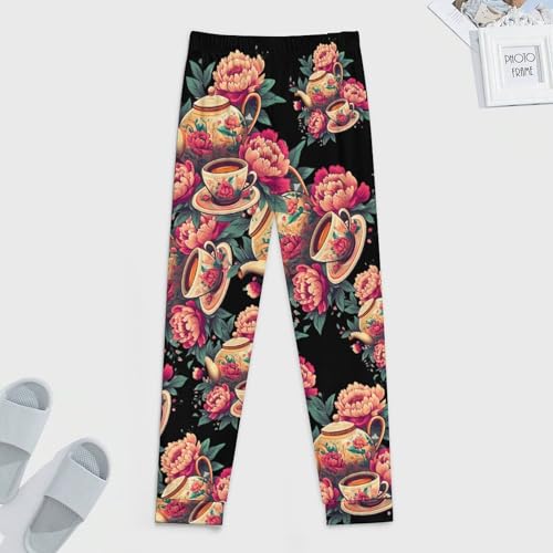 Floral Flowers Tea Cup Teapot Men's Pajamas Pants Lightweight Sleep Lounge Pant Pjs Bottoms Casual Sleepwear4