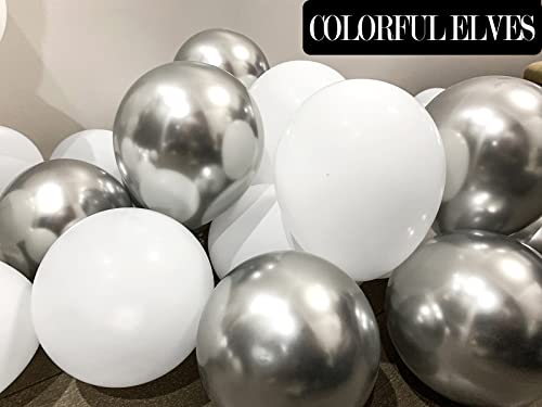 Image of 100 Pack 5 inches Metallic Silver Balloons Small Mini Chrome Helium Shiny Silver Balloon for Party Decorations