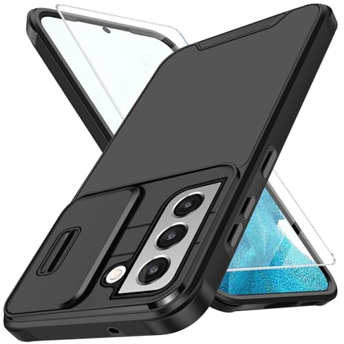Vaki Handyhülle für Samsung Galaxy S21/S22/S23/S24/S25 Hülle mit Schutzfolie Und Slide Camera Cover Kameraschutz