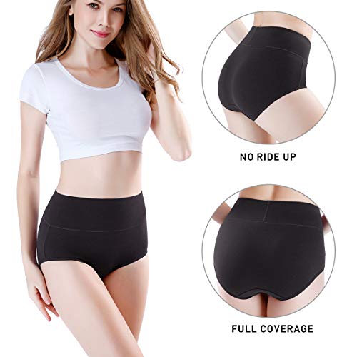 Image of wirarpa Women's Cotton Underwear High Waist Full Coverage Brief Panty Multipack