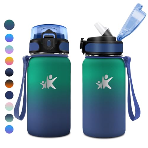 KollyKolla Botella Termica 500ml, Botella Agua con Pajita, Cantimplora Termo con Doble Aislamiento, sin BPA, Fácil de llevar, Cantimplora Termica para Bicicleta, Camping, Niños, Fitness, Escuela