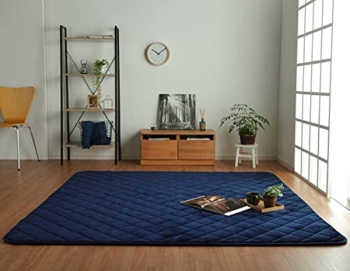 キルトラグ こたつ敷き布団 長方形 フラン キルト ラグ ネイビー 約190×240cm 3畳 ホットカーペット カバー 床暖房対応 滑り止め 無地 北欧 おしゃれ #9808500