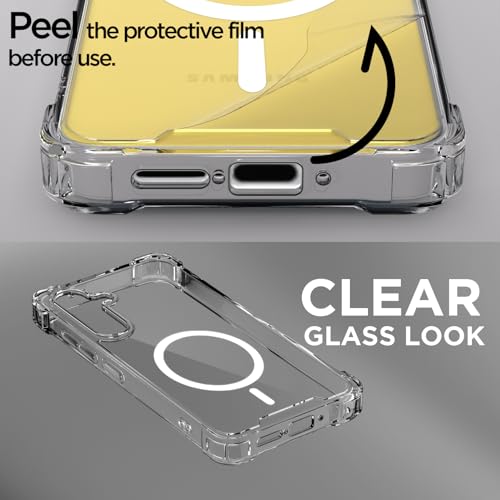 Image of Amazon Basics Back Cover for Samsung Galaxy S24 FE 5G Mag-Safe Shockproof PC + TPU Protective Case Magnetic Support Bumper Case (Transparent Mag-Safe)