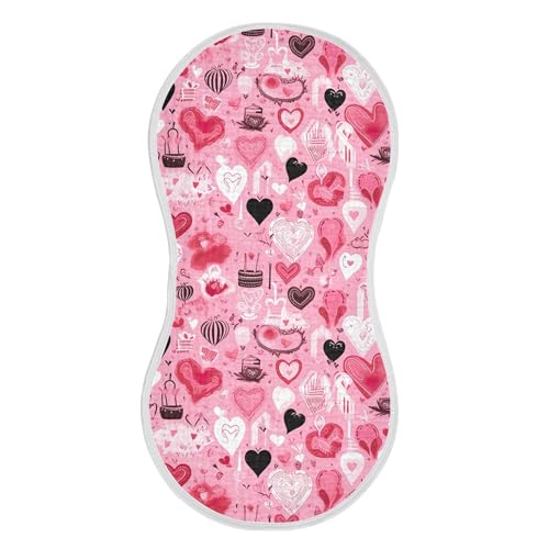 xigua Valentine's Day Heart Baby Burp Cloths for Newborn Boys and Girls 4 Pack, Soft & Absorbent Cotton Baby Burp Cloth, Baby Washcloths, Newborn Towel, Burp Rags