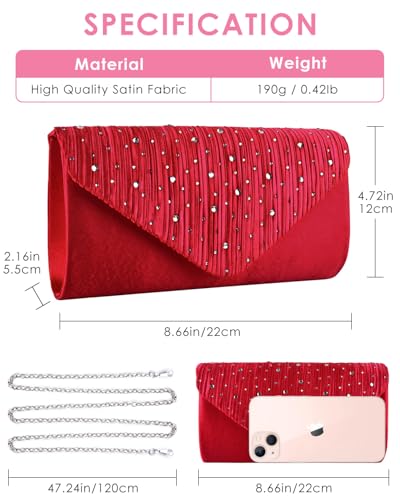 Image of TINDTOP Evening Clutch Purses for Women Handbags for Formal Wedding Party Cocktail Prom Crossbody Shoulder Envelope Bag | for Formal Wedding