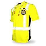KwikSafety (Charlotte, NC) ESTIMATOR Short Sleeve (Y-Neck Button w/POCKET) Class 2 ANSI High Visibility Safety Shirt Tape Construction Security Hi Vis Clothing Men | Yellow X-Large