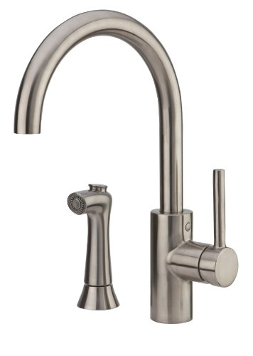 Pfister Solo Kitchen Sink Faucet with Side Sprayer, Single Handle, High Arc, Stainless Steel Finish, LF0294SLS