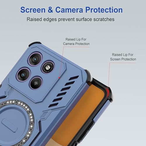 Image of Zapcase Back Case Cover for Motorola G57 Power 5G | Magnetic Case with Built-in Metal Ring | Supports MagSafe Charger, Wallet & Car Mount | Shockproof Hybrid PC + TPU | Blue