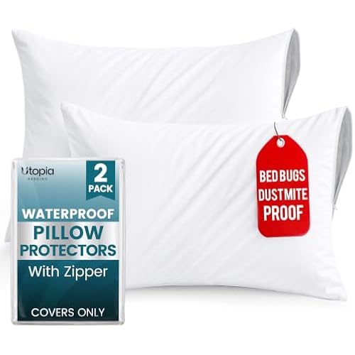 Set of 2 Pillow Protectors with Zipper Standard Size, Pillow Covers