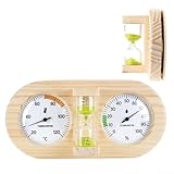 Sauna Thermohygrometer, Kiefernholz Sauna Thermohygrometer mit präzisen Temperatur- und Luftfeuchtigkeitsmessungen für Sauna Timing(B)