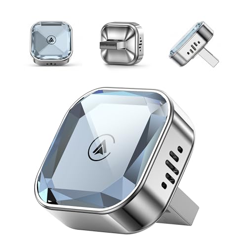 Wireless CarPlay Adapter 2026 Upgraded – 2-in-1 Suitable for Apple iPhone & Android, with Compact Size Plug-and-Play Convenience, and Fast Stable Connection for CarPlay & Android Applications (Sliver)
