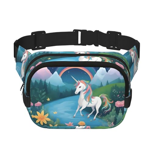 Running Unicorns - Riñonera cuadrada de doble capa con correa ajustable para correr, viajar, senderismo, negro, talla única, negro, talla única, Black, Talla única
