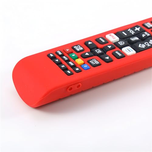 Image of RAYA Silicone Remote Cover Compatible with Samsung Smart TV Remote BN59-01315 / Foxsky TV /X Electron TV Remote Protective Case with Lanyard (Red)