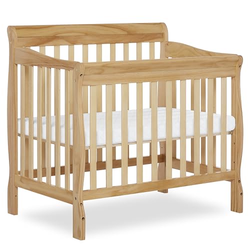 Image of Dream On Me Aden 4-in-1 Convertible Mini Baby Crib, GREENGUARD Gold & BSA Certified, Sustainable Pinewood, Non-Toxic Finish, 3 Mattress Heights, Converts to Mini Day & Twin-Size Bed - Natural