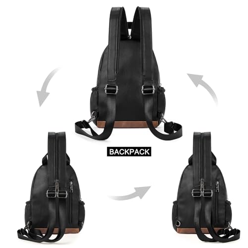Image of CLUCI Sling Bag for Women Leather Women's Backpack Small Convertible Backpack Purse Crossbody Bag for Travel