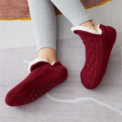 Calcetines esponjosos de cachemira para invierno en rojo 3