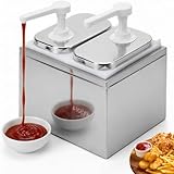 4L Ketchup Spender - Saucenspender Pumpstation, Tropffrei, 30 ml pro Pumpstoß, Ideal für Ketchup, Mayo, Senf, Gastro Saucen-Spender, 2X 2L