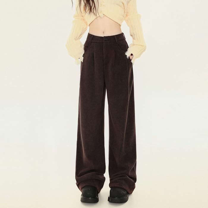 Women's Wide-Leg Pants,Straight-Leg Knit Casual Pants for Autumn and Spring