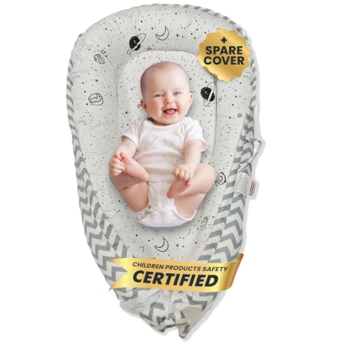 Image of Pluffz Infant Lounger, CPC Certified Baby Nest Lounger for Newborn 0-24 Months, Soft Breathable Lounger for Baby, Cozy Baby Loungers, Portable Lounger for Newborn – Cotton