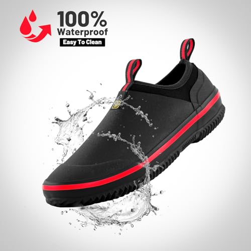Mens Garden Shoes, Waterproof Slip-On Womens Rain Boots Unisex Rubber Footwear for Gardening, Farming, Lawn Care and Yard Work, Size 6-132