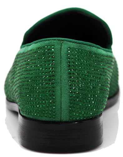 Image of SPK26 Men's Vintage Velvet Rhinestone Designer Dress Loafers Slip On Shoes Classic Tuxedo Dress Shoes