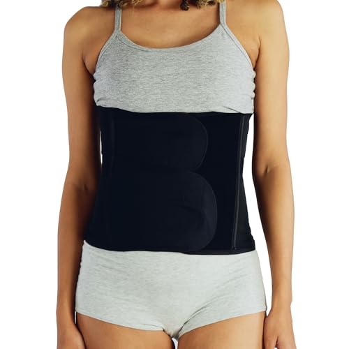 Image of Belly Bandit Luxe Postpartum Belly Wrap - Adjustable Abdominal Binder w/Five Levels of Targeted Compression for Recovery - Supports Core, Waist After C-Section, Natural Birth - Regular, Black, Medium