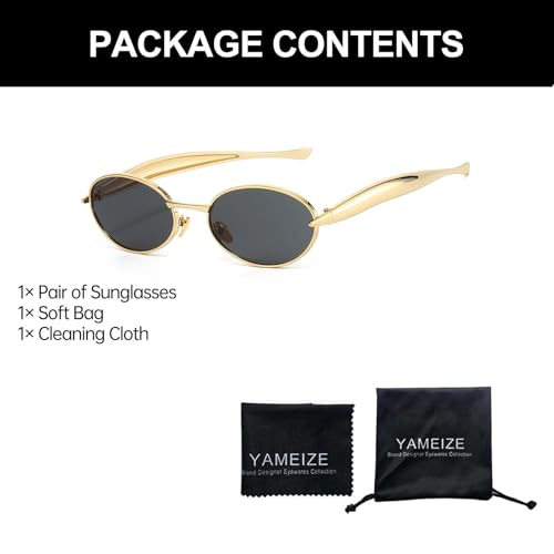 YAMEIZE Stylish Metal Oval Sunglasses for - Women Men Metal Frame Round Shade UV400 Protection Driving Outdoor4