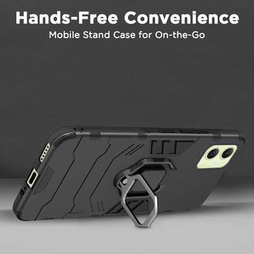 Image of Pikkme Back Cover | D5 Tough Armor Bumper | 360 Protection Case | Ring Holder Stand Case for Samsung Galaxy A05 / M05 / F05 (Black)