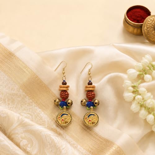Image of Royal Queen & Empress Handcrafted Tribal Dhokra Earrings Collection for Women - Statement Ethnic Designs in Multiple Colours